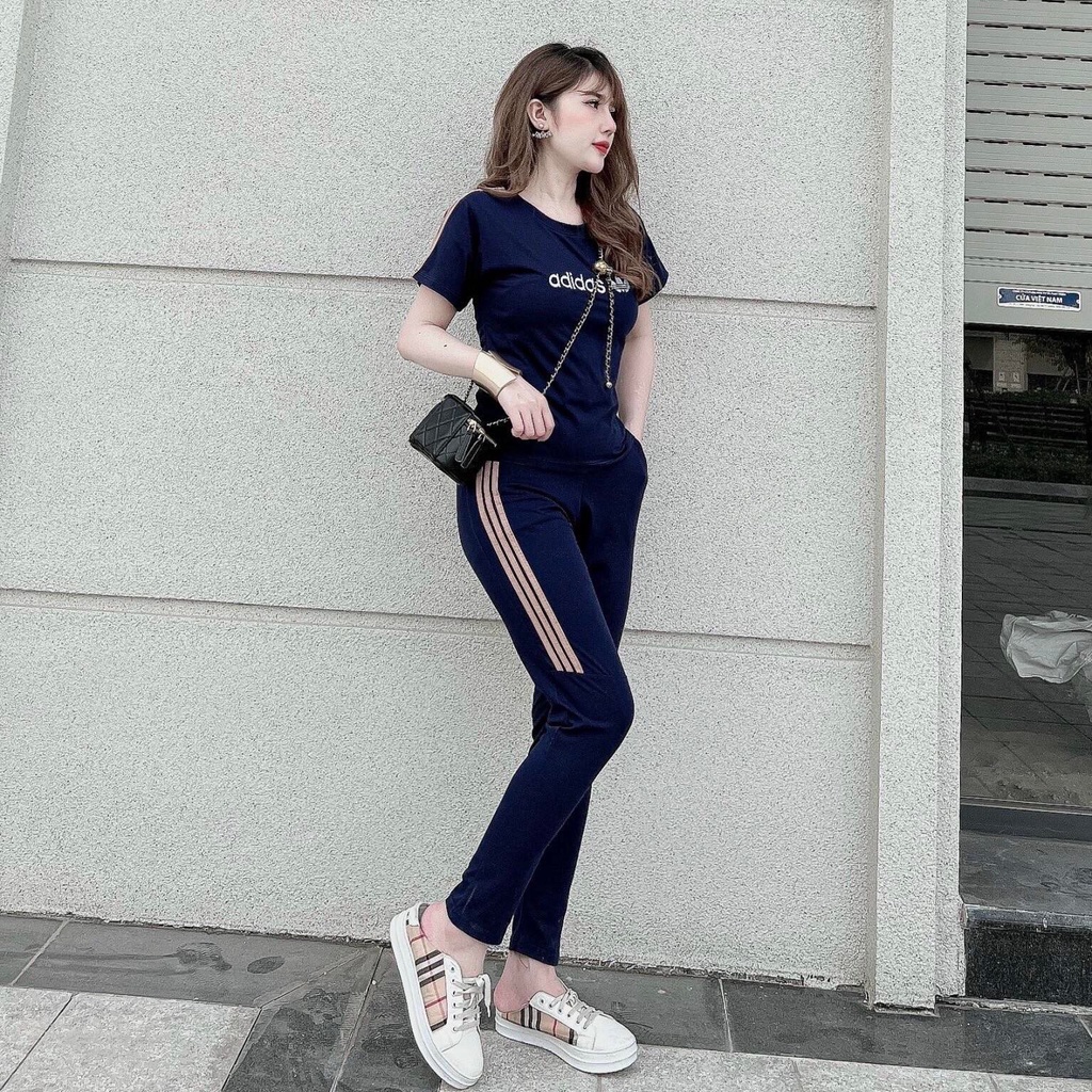 đồ bộ thể thao nữ chạy viền,Bộ thun hàng cotton mẫu thể thao hót nhất 2022(đủ size 38-70kg)