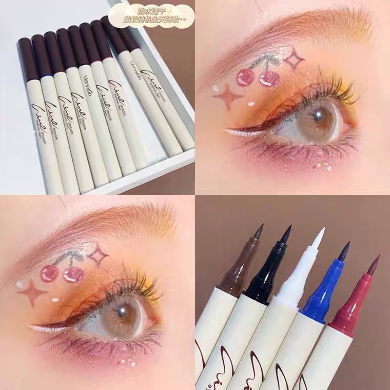 Bút kẻ mắt dạ đầu lông lâu trôi không thấm nước màu nâu và phong cách Sparkling diamond