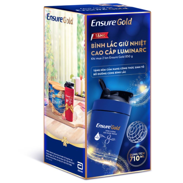Bình lắc giữ nhiệt cao cấp Luminarc giữ nhiệt trên 24h, cao cấp- Hàng Khuyến Mãi Ensure-Tặng Kèm Lò xo lắc pha chế
