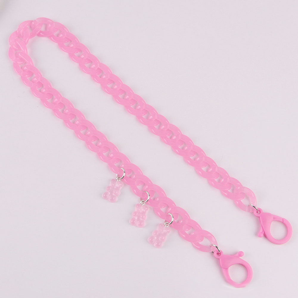 【sweet】children fashion acrylic candy color bear pendant Anti-lost hanging chain lanyard for glasses Accessories 55cm