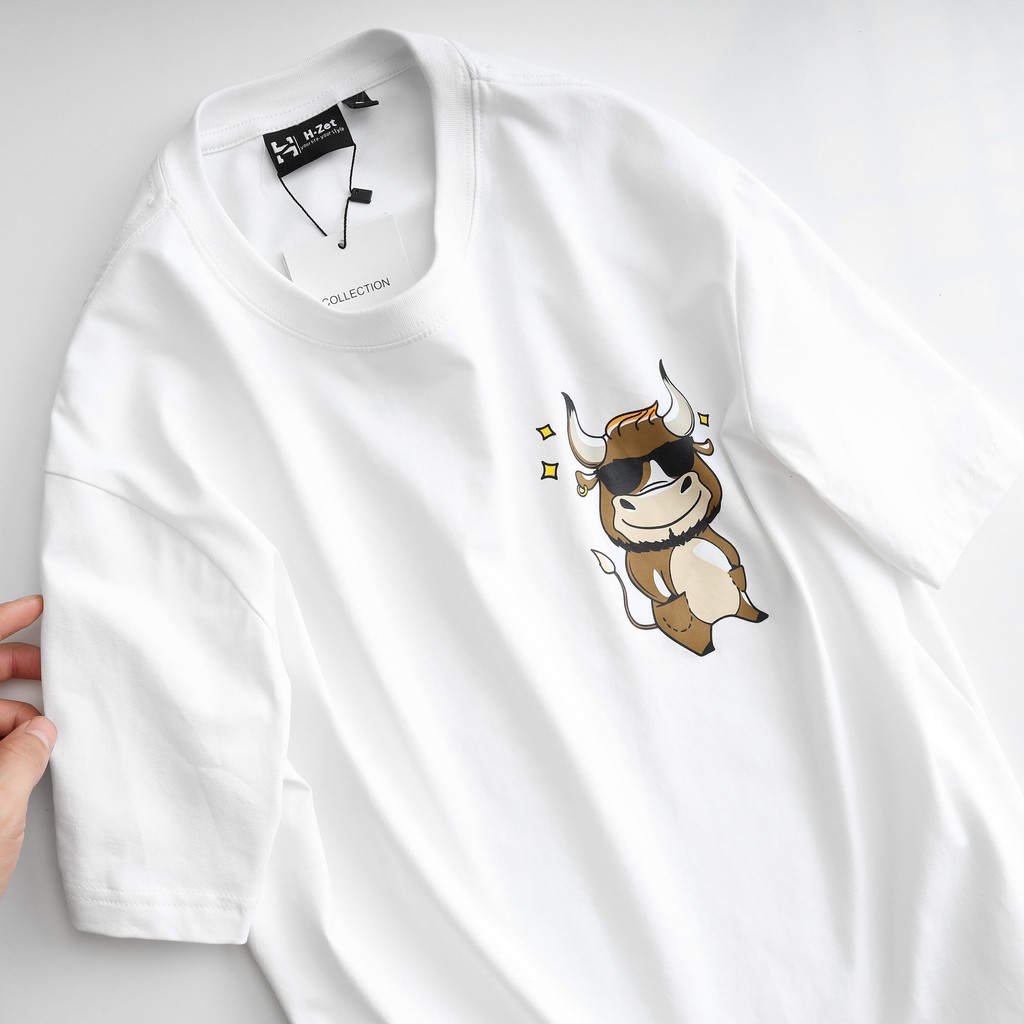 Áo Thun Nam H-ZET - In Hình Trâu - Chất Vải 100% Cotton Co Giãn 4 chiều (HT250)