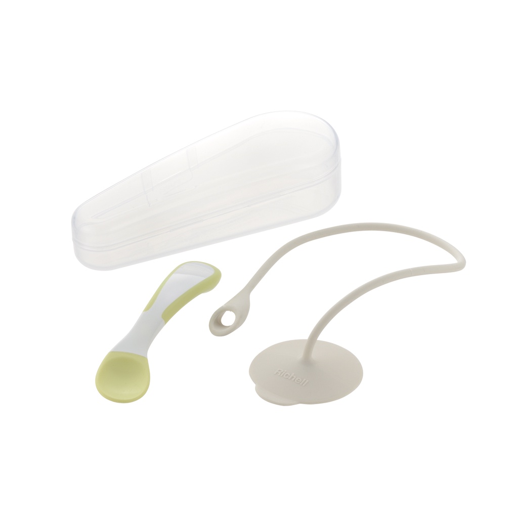 Dây silicone chống rơi muỗng kèm muỗng và hộp Richell Nhật Bản | Baby