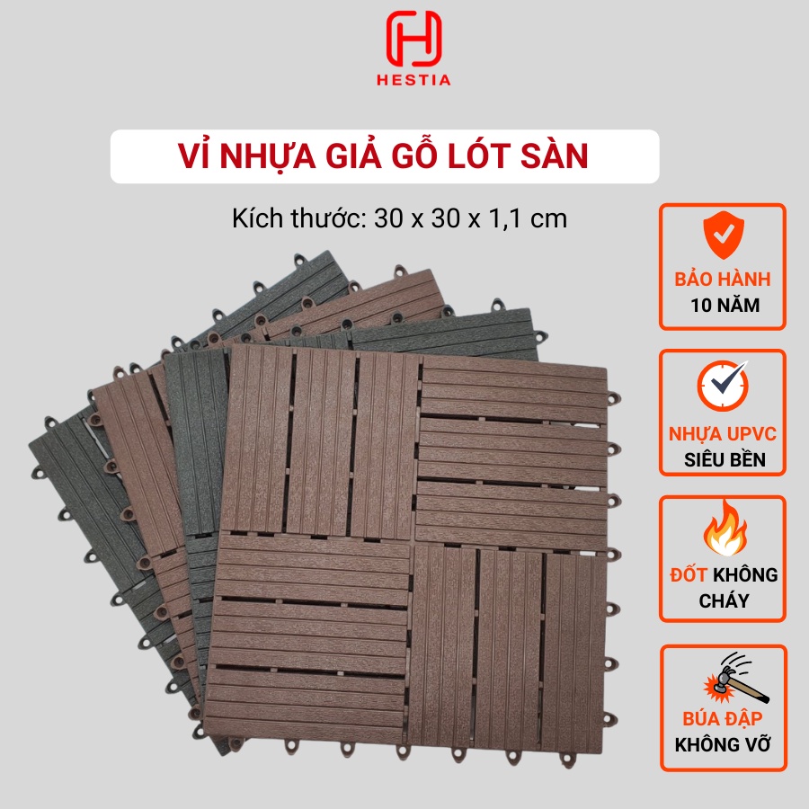 Vỉ Nhựa Lót Sàn 12 Nan SIENNA- Basic- Chuyên dụng cho nhà tắm, chống nóng sân thượng, trang trí sân vườn