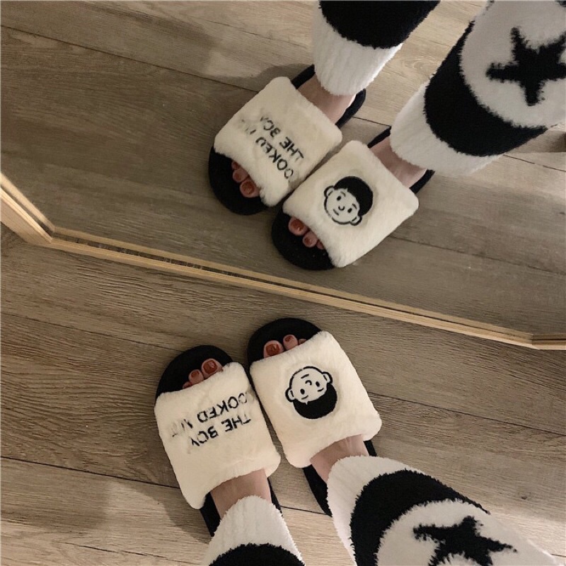 Dép bông mặt nam nữ đi trong nhà kèm ảnh thật