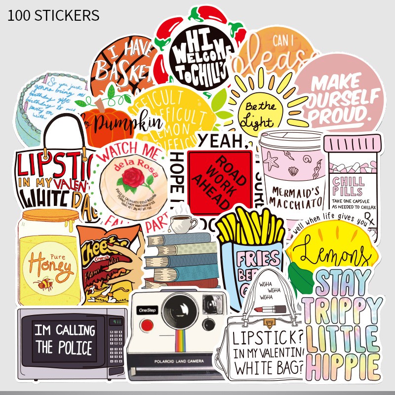 Set 100 Tấm Sticker Size Lớn Chống Thấm Đa Năng Quotes MÃ ST2005