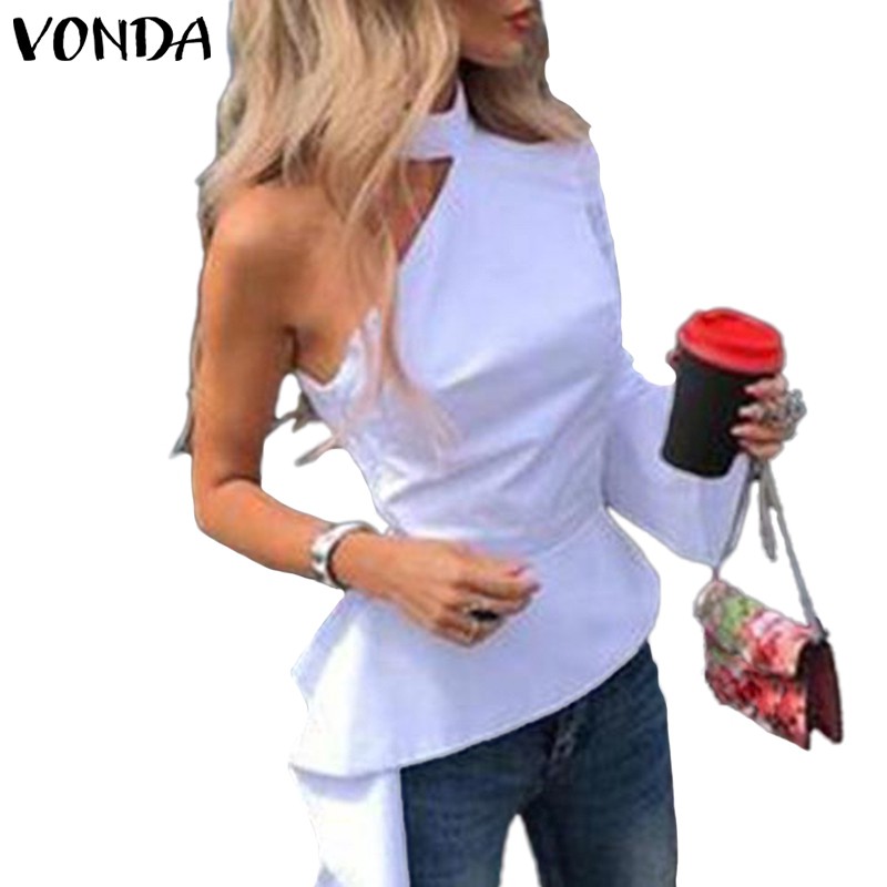 Áo Kiểu VONDA Cổ Áo Choker Một Tay Hở Vai Không Đồng Đều Quyến Rũ Dành Cho Nữ Đẹp *