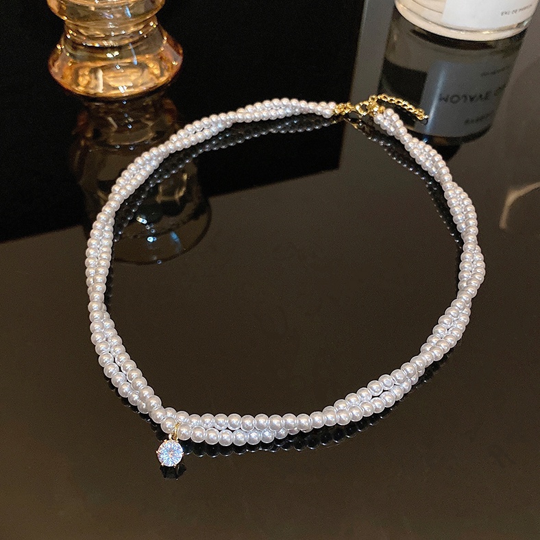 Dây Chuyền Hai Lớp Đính Ngọc Trai Thời Trang Dành Cho Nữ