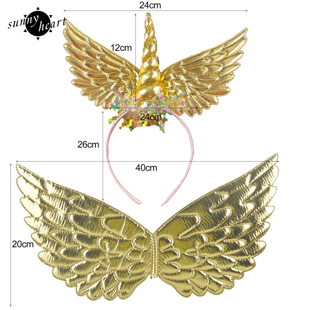 1 Băng Đô Cài Tóc Hình Sừng Kỳ Lân Có Cánh Hóa Trang Halloween