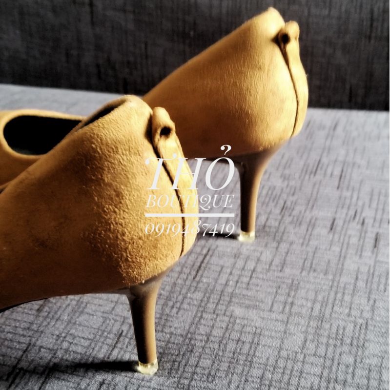 Giày cao gót LMX da lộn nâu bò cao 5cm size 36 37 38 39