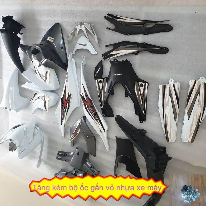 Bộ dàn áo xe Wave RSX 110 đời 2008 đến 2012 - Màu Trắng Ghi