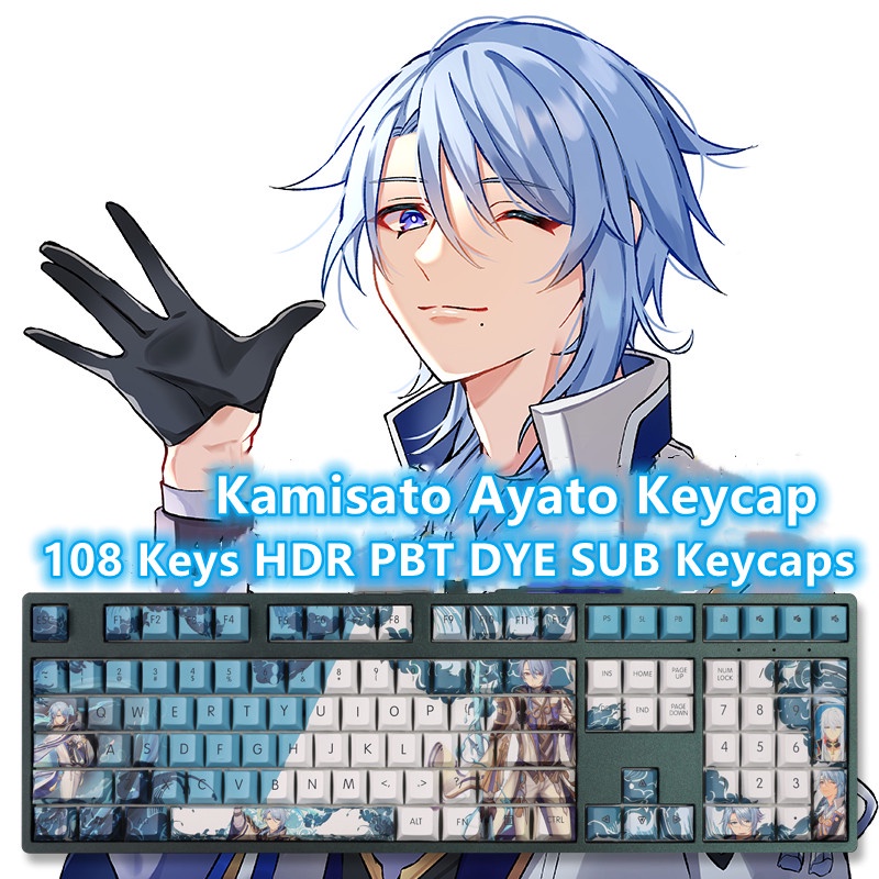 Kamisato Ayato Keycap Cherry Profile Genshin Impact Theme Anime PBT Dye Sub Bàn phím cơ học Keycap