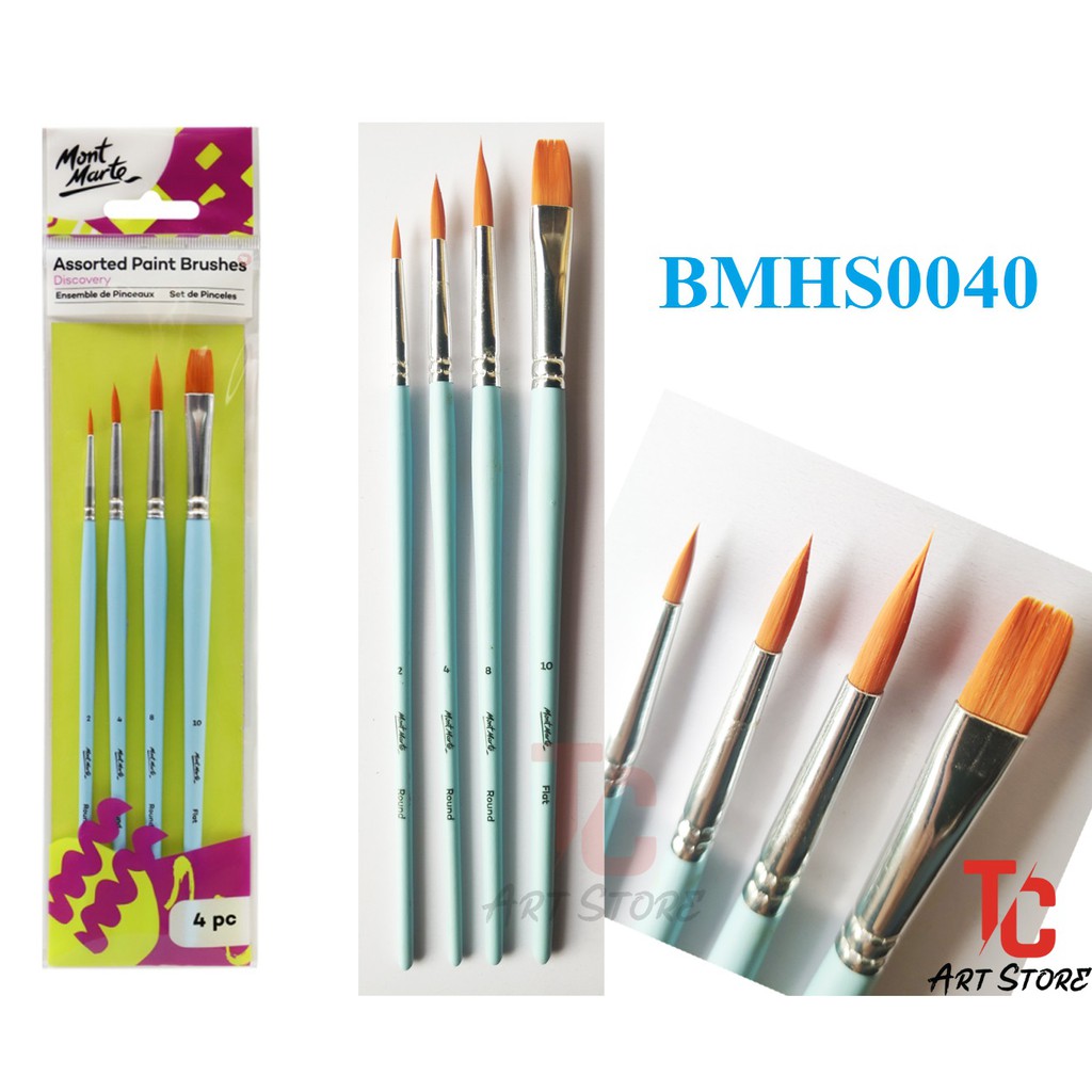 FULL SET cọ vẽ màu NƯỚC, ACRYLIC Mont Marte - Cọ Vẽ Dành cho học sinh