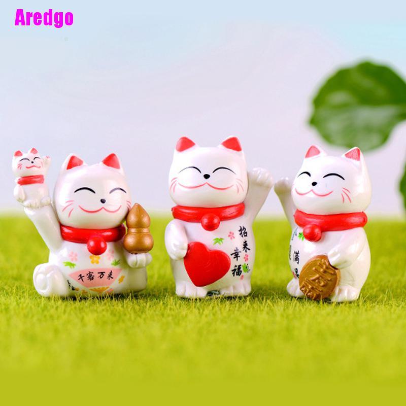 Mô hình chú mèo may mắn mini dễ thương dùng trang trí nhà cửa