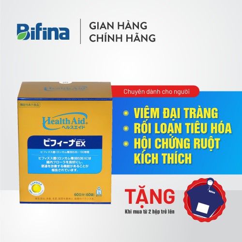 Men Vi Sinh Bifina Nhật Bản EX hộp 60 gói - Cho người Viêm đại tràng, hội chứng ruột kích thích (viêm đại tràng co thắt) | BigBuy360 - bigbuy360.vn