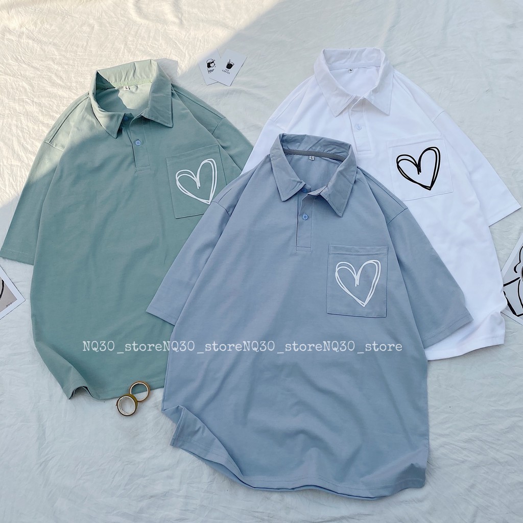 [Mã FASHIONGREEN hoàn 10% tối đa 50K xu đơn 300K] Áo Polo Có Túi Hình Trái Tim Nam Nữ Chất Tici Unisex | BigBuy360 - bigbuy360.vn