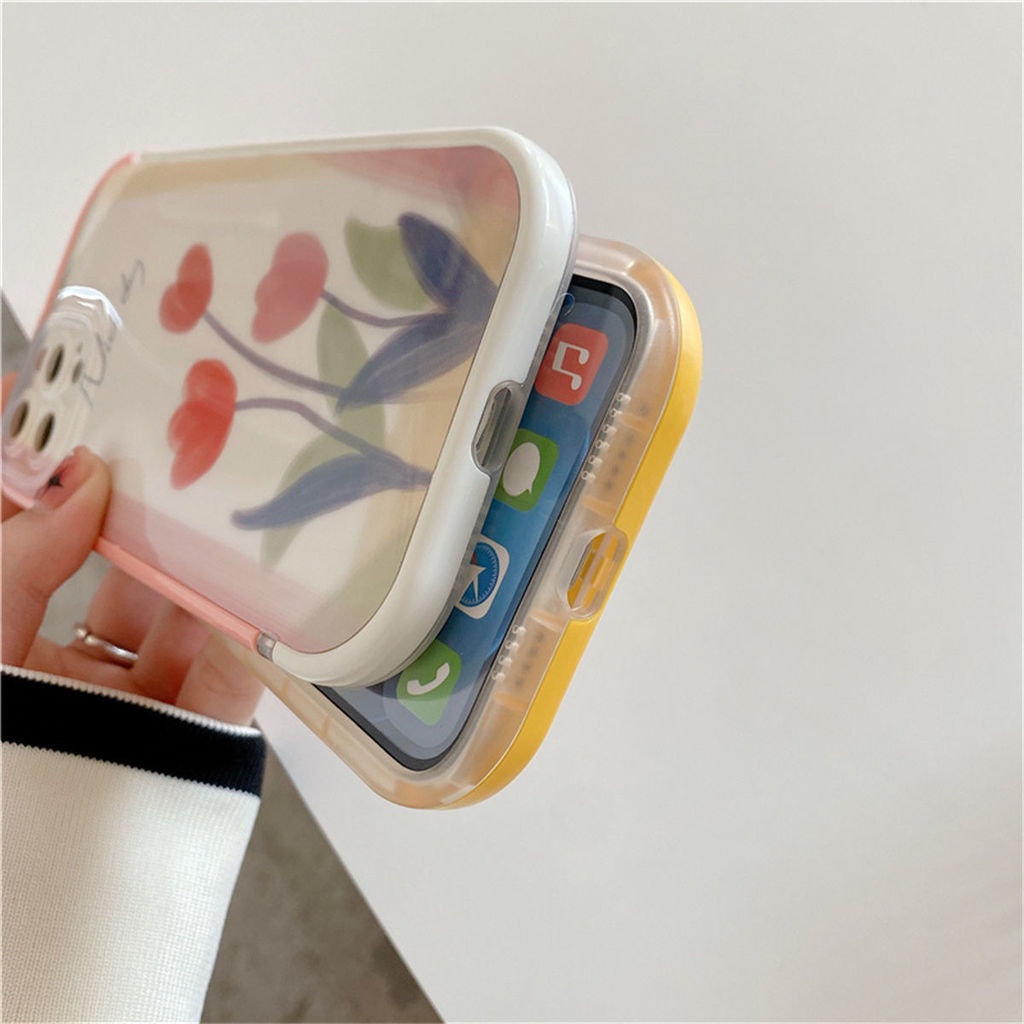 Ốp điện thoại silicon TPU mềm mã Cxh4 in họa tiết hoa hai màu thích hợp cho iPhone