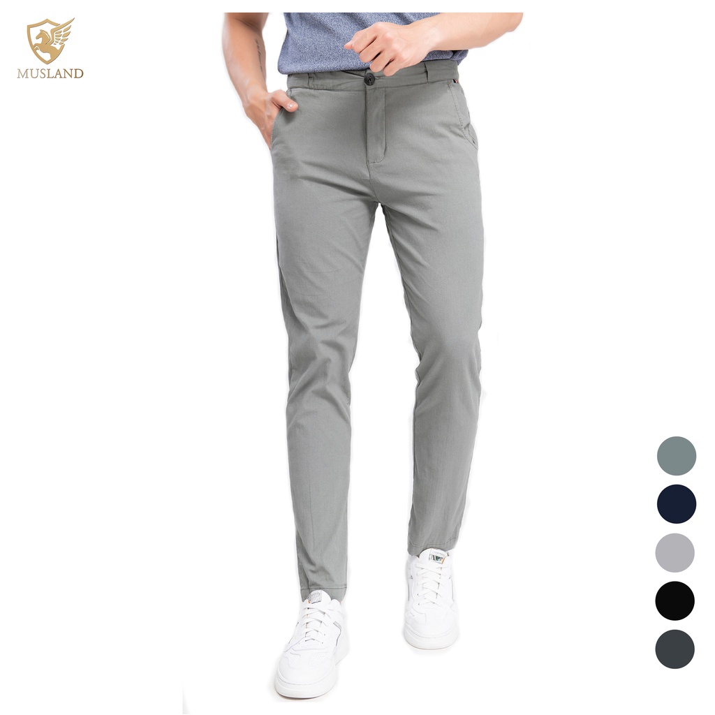 Quần Kaki Cạp Chữ Musland Cotton Co Giãn Thấm Hút Mồ Hôi KKML20008 - Quần Kaki Linen Nam Thoải Mái Năng Động