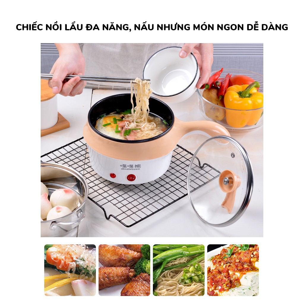 [GIÁ SỐC] Nồi lẩu mini ca nấu mì điện hấp đa năng 2 tầng hàn quốc chính hãng