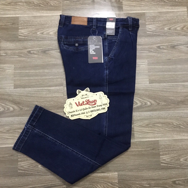 Quần bò dài nam trung niên túi chéo dáng thụng chất co giãn hàng cao cấp Levi’s đẹp | BigBuy360 - bigbuy360.vn