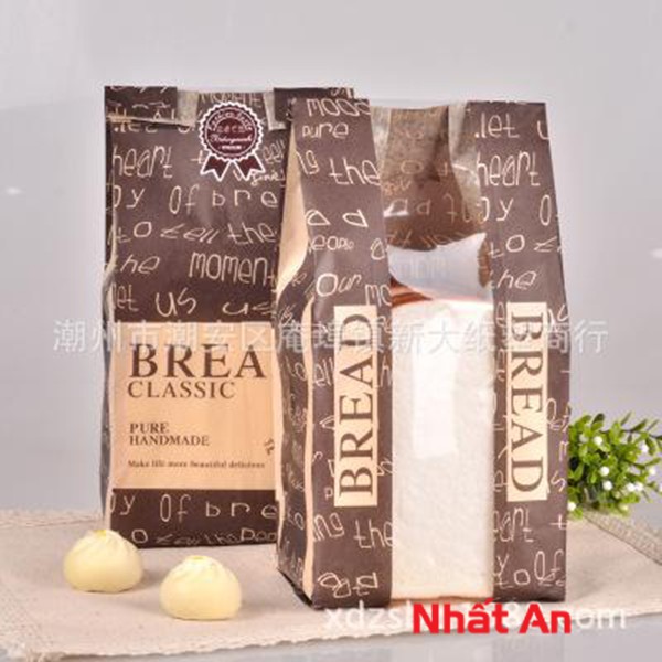 Túi đựng bánh mì hoa cúc màu nâu 10 cái ( 30x12x9cm)
