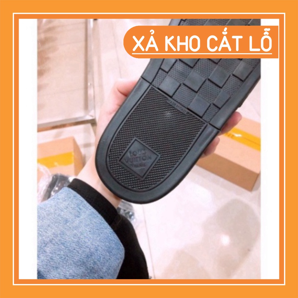 Dép Quai Ngang Lv vân chìm Cao cấp - Dép LV thời trang họa tiết đep, đế cao su đúc chông nước 1995 ADAM