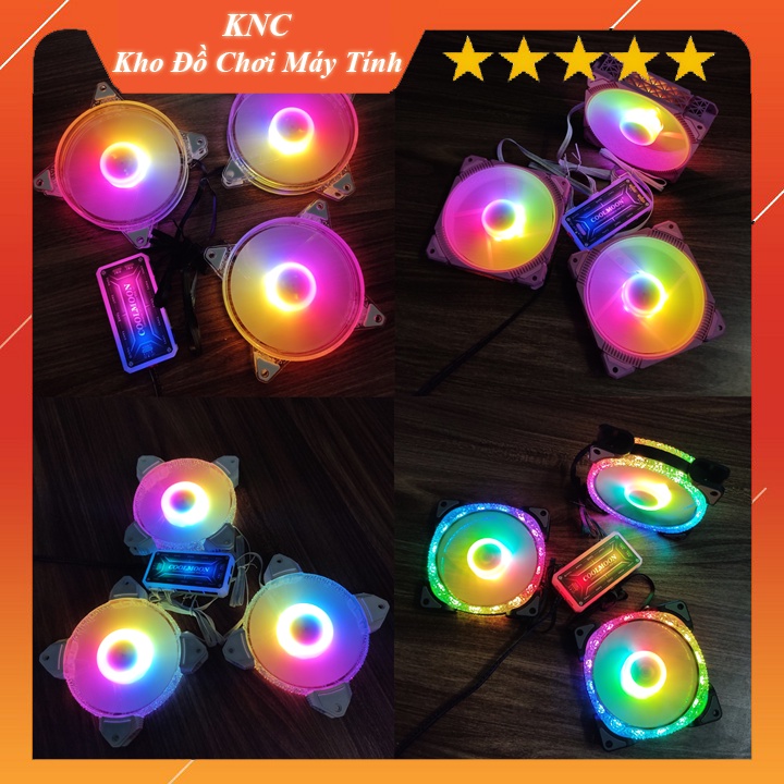 [4 Mẫu Bán Chạy] Quạt Tản Nhiệt, Fan Led RGB Đồng Bộ Màu Hub Quạt Coolmoon Chuẩn Cắm 6 Pin