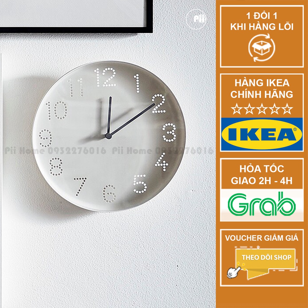 Đồng hồ tròn treo tường bằng nhựa, không kim giây TROMMA - IKEA