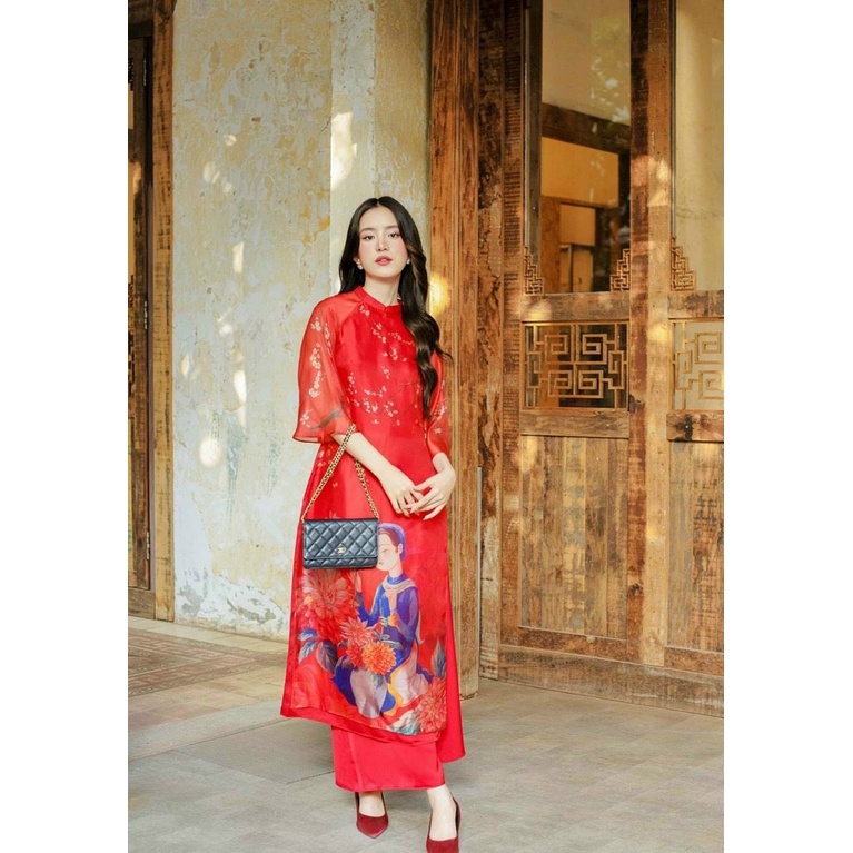 Áo Dài  Cách Tân Nữ Xanh Siêu Hot Hit 4 Tả Áo Thiết Kế Cao Cấp Áo Dài Chuẩn Phom Cam kết Chất Lượng