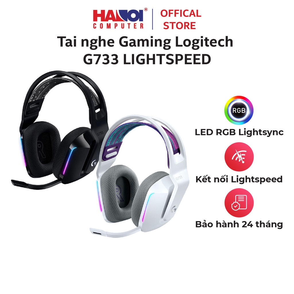 Tai nghe Gaming Logitech G733 LIGHTSPEED Wireless 7.1 RGB Đen/ Trắng siêu nhẹ