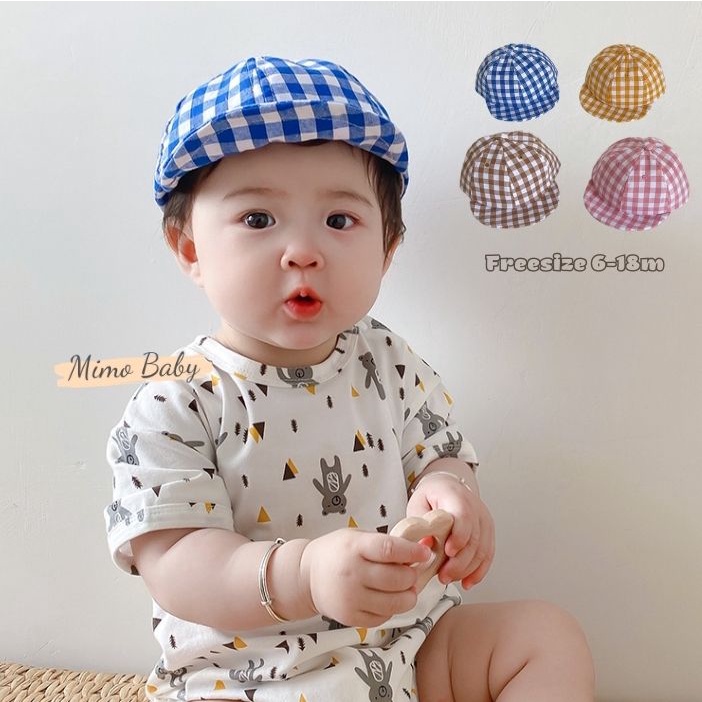 Mũ lưỡi trai mềm họa tiết kẻ caro xinh xắn cho bé MH126 Mimo Baby