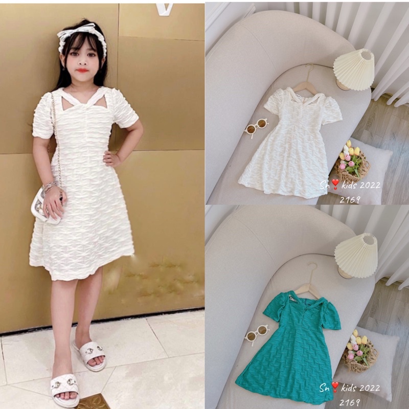 (12-25kg ) Váy Thun Xốp Tiểu Thư Đan Ngực Hottrend  2022, Váy Đi Tiệc Cho Bé Gái