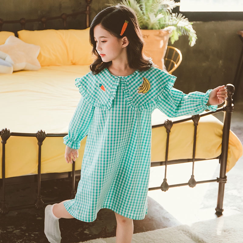 Đầm Ngủ Cotton Tay Dài Kiểu Công Chúa Thời Trang Xuân Thu Cho Bé Gái