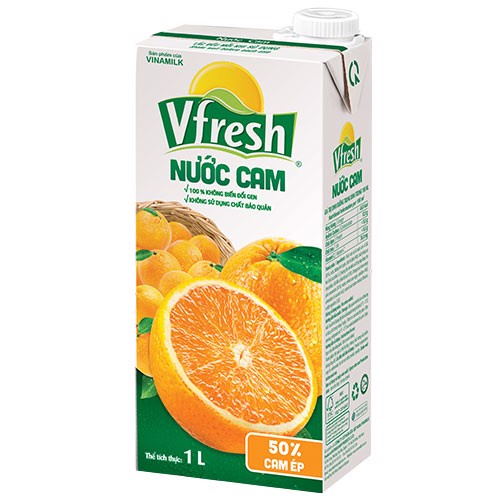 NƯỚC VFRESH CAM ÉP NECTA 50% - HỘP GIẤY 1L
