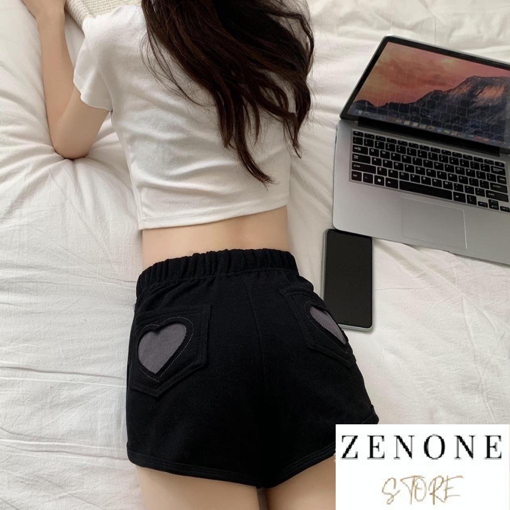 Quần sooc ngắn, quần short nữ nhiều màu phù hợp mặc nhà trẻ trung năng động với túi tim