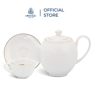 Bộ bình tách trà gốm sứ Minh Long viền vàng - bộ bình tách trà gốm sứ minh long