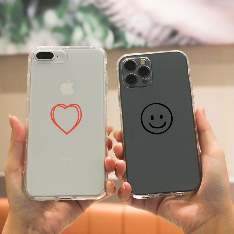 Ốp điện thoại Suntaiho TPU trong suốt trái tim/ mặt cười cho IPhone 13 12 11 Pro Max X Xs Max XR 8 7 6 6S Plus