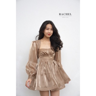 Váy organza tay bồng nâu nude Ceridwen Dress - rachelbyngn