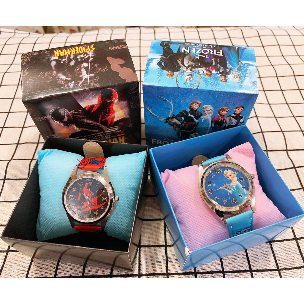 Đồng Hồ Cho Bé Họa Tiết Hoạt Hình Người Nhện, Elsa, Pony, Full Box Dây Da - Quà Tặng Trẻ Em | BigBuy360 - bigbuy360.vn