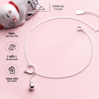 Lắc chân bạc nữ Moonsilver, vòng chân bạc nữ hình mèo cat và chiếc chuông nữ tính