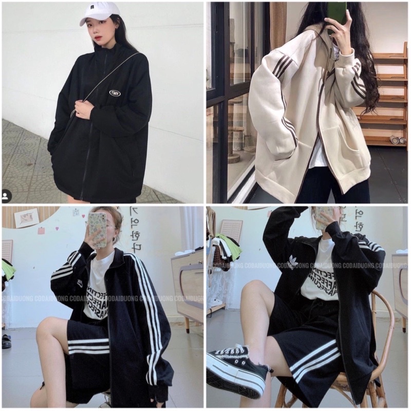 Áo Khoác Nam Nữ Thể Thao Ulzzang 3 Sọc Tay Hót Hit🌸 Áo Sweater Hoodie Nỉ Bông Kiểu Dáng Thể Thao Form Rộng Unisex | BigBuy360 - bigbuy360.vn