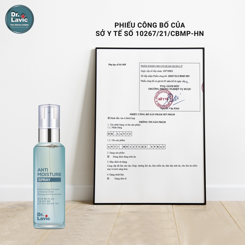 Xịt khoáng mặt Dr.Lavic Anti Moisture dưỡng ẩm làm dịu da công nghệ USA 60ml DR934