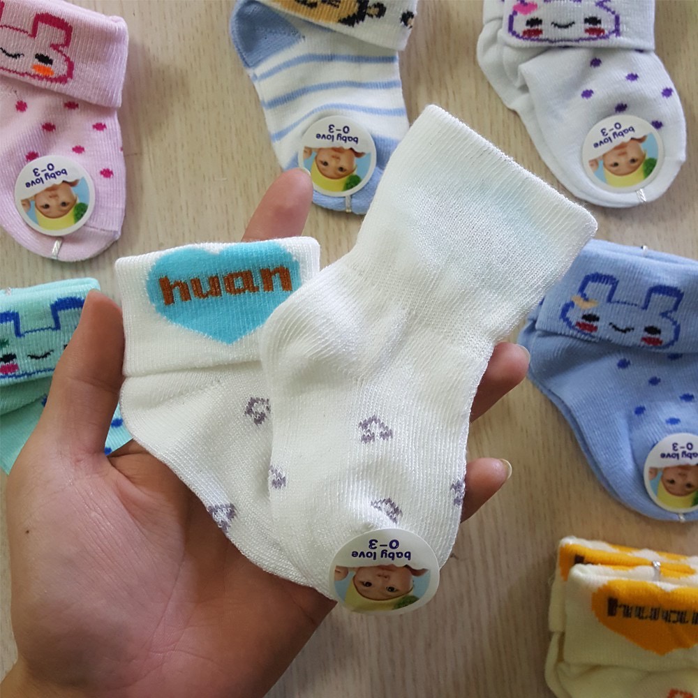 Set 5 đôi tất len sơ sinh dày dặn Babylove cổ cao cho bé từ 0 đến 3 tháng