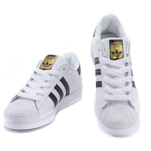 ! TẾT G [SALE SỐC] Giày superstar TRẮNG VẠCH ĐEN tem vàng loại đẹp size 36->44 :)) ' ༨ , ' :