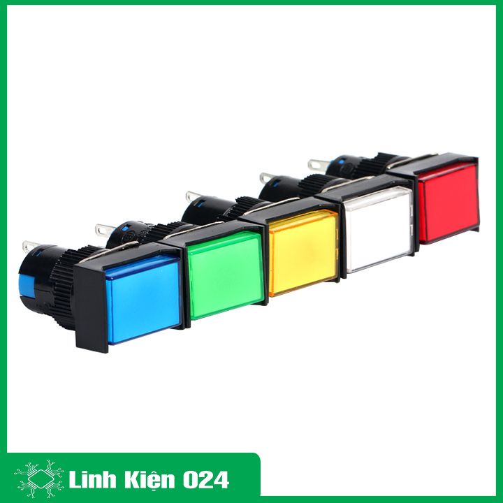 Nút nhấn đề chữ nhật 24VAC/220VAC LA16J-11D nhấn giữ có đèn