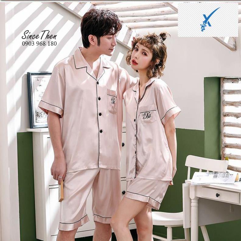Đồ ngủ đôi ngắn vải lụa thoáng mát cho cặp đôi, Pijama đôi quà cưới ý nghĩa, Hàng có sẵn - Since Then