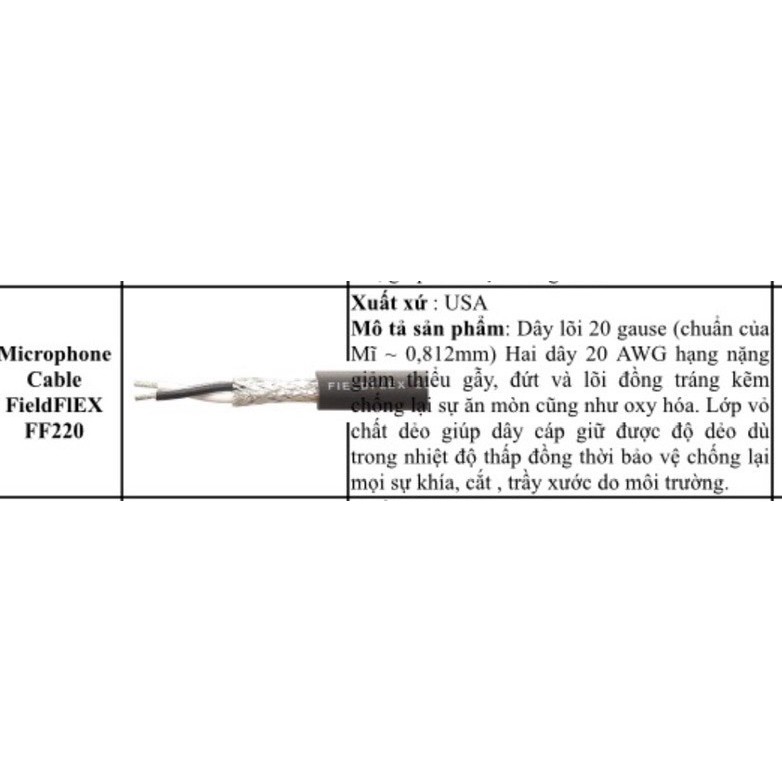 dây tín hiệu cao cấp nhập khẩu USA hãng CLARK WIRE 2 lõi 1 chỗng nhiễu (microphone). báo giá 1 mét