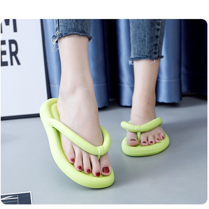 Dép Xỏ Ngón Đế Bằng Thời Trang Đi Biển Mùa Hè Cho Nữ Lật