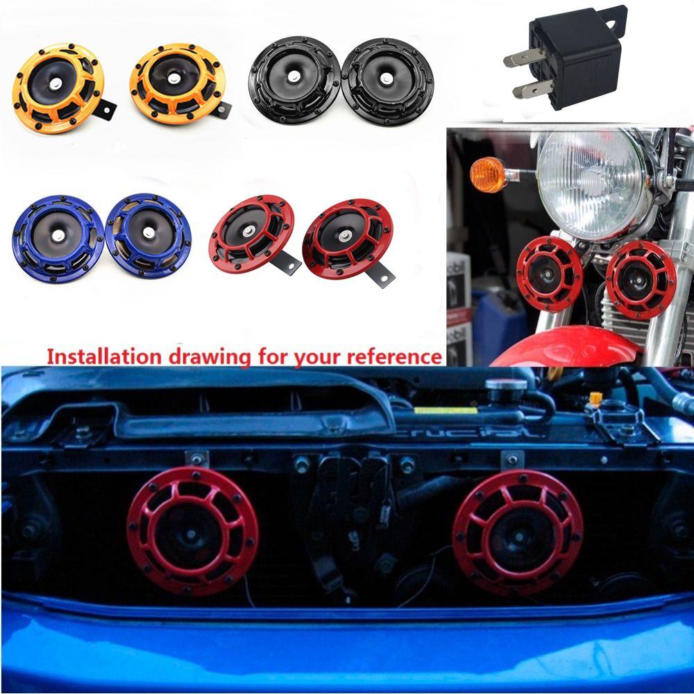 1 Cặp Còi Báo Động 110DB Âm Thanh Siêu Lớn Bằng Kim Loại Cho Xe Hơi