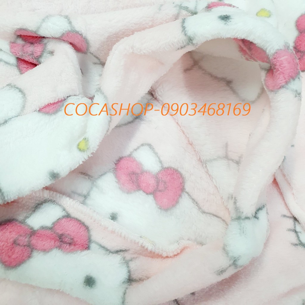Bộ nỉ băng lông mềm mịn màu hồng phấn họa tiết mèo hello kitty  size 100-140 (2-6Y)