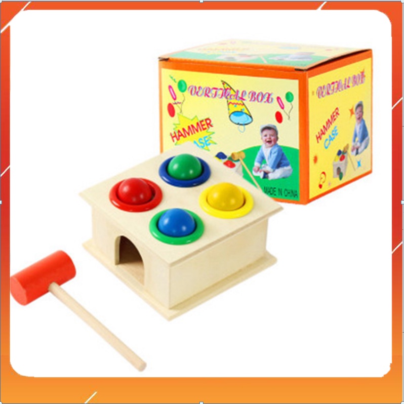 Đồ chơi bộ đập bóng búa gỗ thả hình montessori cho bé - Đồ chơi gỗ thông minh phát triển trí tuệ cho bé